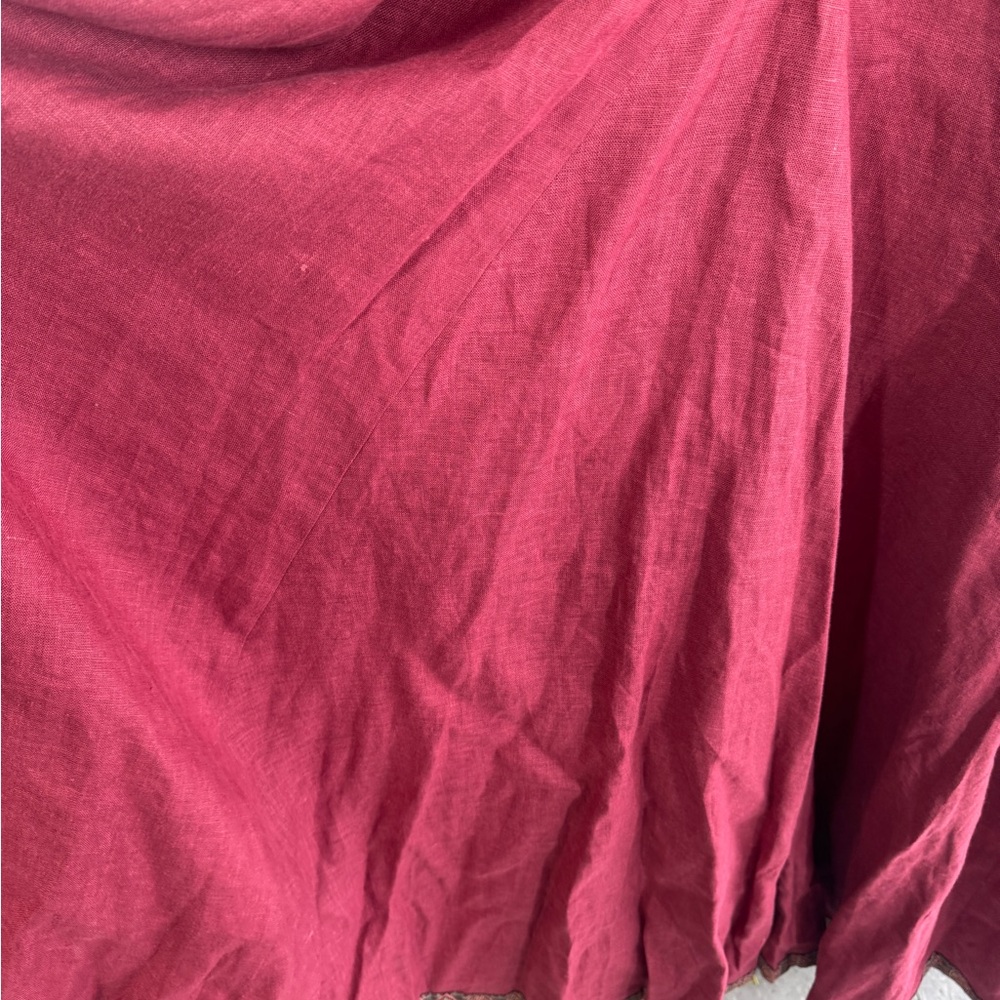 Elegant Flowy Burgundy Short Sleeve Ultra Maxi Dress Cottagecore Festival Resort - Picture 3 of 14